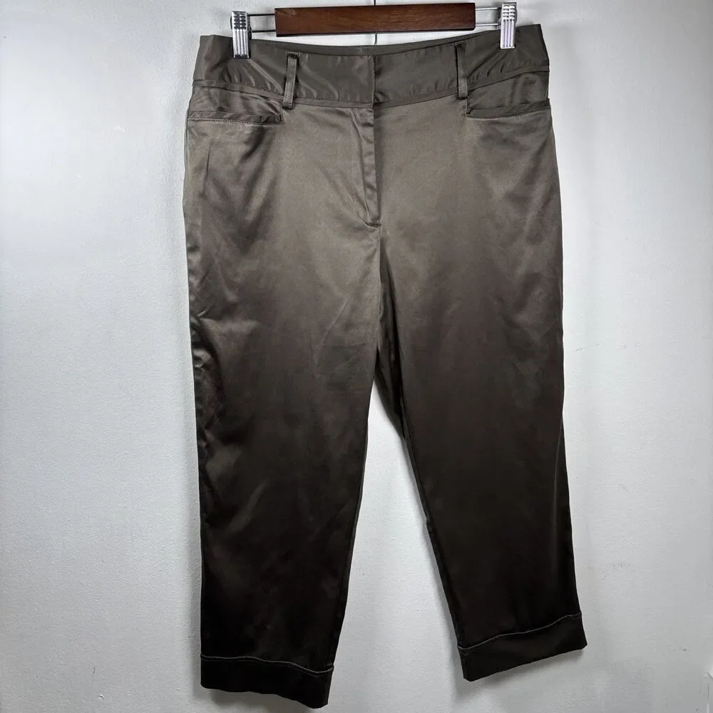 Ingredients Women’s Capri Pants Size 10 Taupe Gray Stretch Cuffed Career Casual